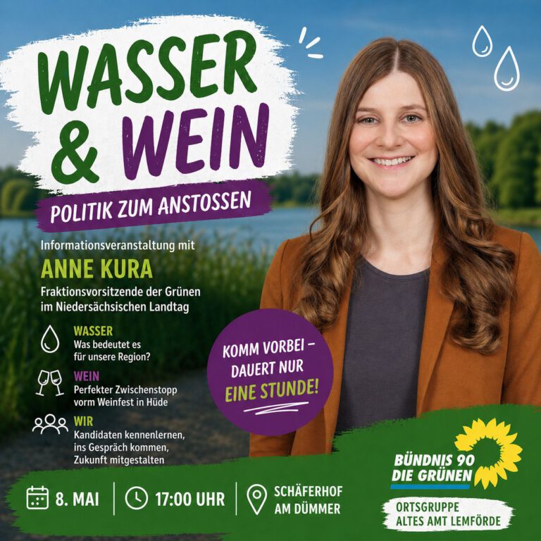 „Wasser & Wein – Politik zum Anstoßen mit Anne Kura am Dümmer“