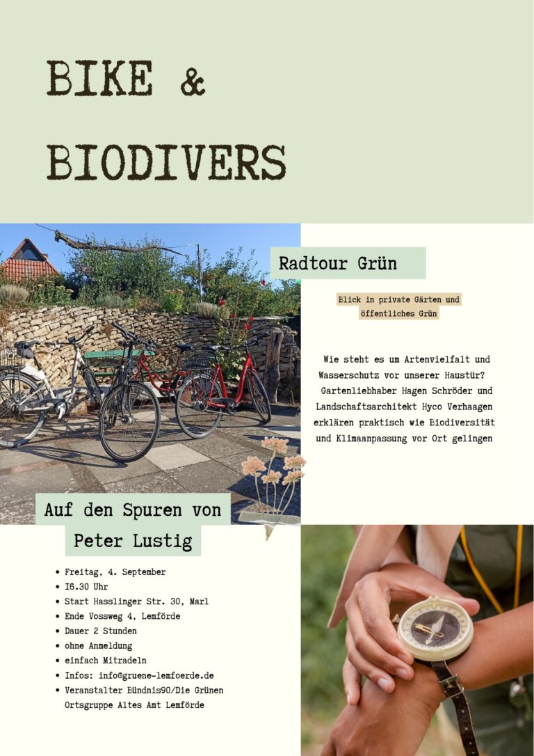 Bike & Biodivers – Grüne Radtour durch Gärten und öffentliches Grün Fahrt mit am Freitag, 4. September ab 16.30 Uhr